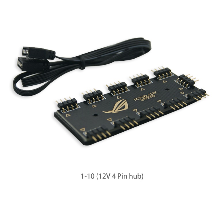 12V 4-Pin Addressable RGB 10-Port Hub Splitter for ASUS AURA, GIGABYTE, MSI & ASRock Fan (OEM)