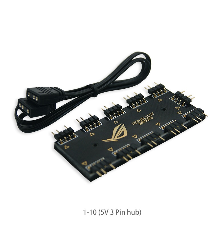 5V 3-Pin Addressable RGB 10-Port Hub Splitter for ASUS AURA, GIGABYTE, MSI & ASRock Fan (OEM)
