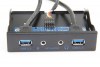 E-SDS USB 3 2-Port 3.5 Inch Metal Front Panel USB Hub with 1 HD Audio Output Port/1 Microphone Input Port for Desktop [ 20 Pin Connector & 2ft Adapter Cable]