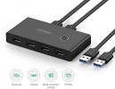 UGREEN USB 3.0 Sharing Switch Box, 2 in 4 Out for Mouse, Keyboard, Scanner & Printer with 2 pcs of 1.5m USB 3 A to A Cable