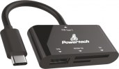 POWERTECH PT-497 USB Type-C Card Reader with SD & Micro SD Slots - Black