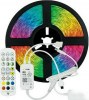Rixme LED Strip 12V RGB 5m Length Set with Remote Control and SMD5050 Power Supply