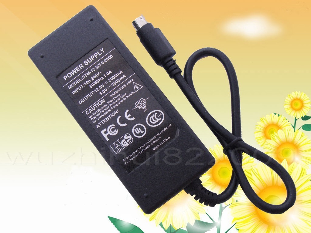 AC adapter STM 35G for external hard disks and LCD monitors 6 pins 12V 5V 2A