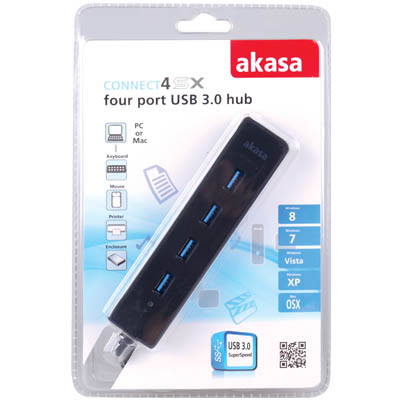 Akasa USB 3 Hub με Τέσσερις Θύρες AKASA AK-HB-08BK