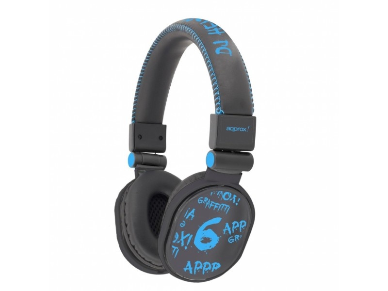 Approx DJ Graffiti Headphones Black Blue APPDJGBL