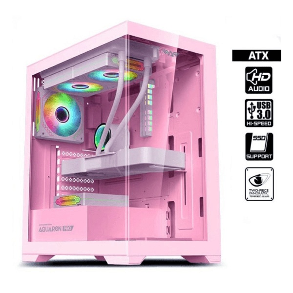 Armaggeddon Aquaron Pro Pink Full ATX Transparent Fish Tank Gaming Case