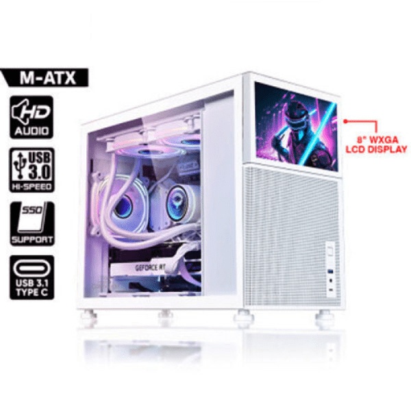 Armaggedon Gaming MATX TESSARAXX CoreVision White PC Case (ARMAGGEDDON)