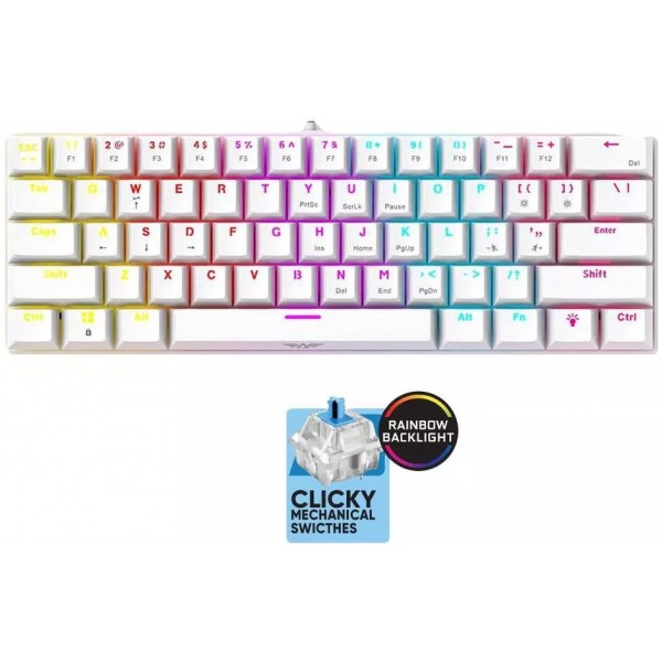 Armaggeddon MKA-1C Core Gaming Μηχανικό Πληκτρολόγιο 60% με Custom Blue διακόπτες & RGB φωτισμό Αγγλικό US Λευκό