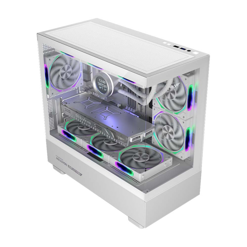 Armaggedon RGB M-ATX Dual Chamber Gaming Case (Aquaron Duplex Pro) (White) (ARMAGGEDDON)
