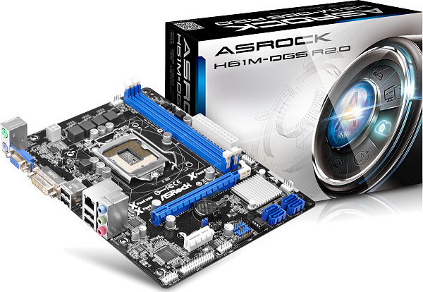 ASRock R2 Micro-ATX Motherboard (Intel H61, LGA1155, 2xDDR3, 4xSATA2, USB 2.0, Gigabit LAN) S1155 (H61M-DGS) (H61M-DGS R2)