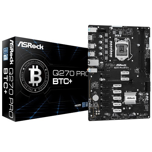 ASRock Q270 Pro BTC+ ATX Motherboard (LGA 1151) (90-MXBHM0-A0UAYZ)