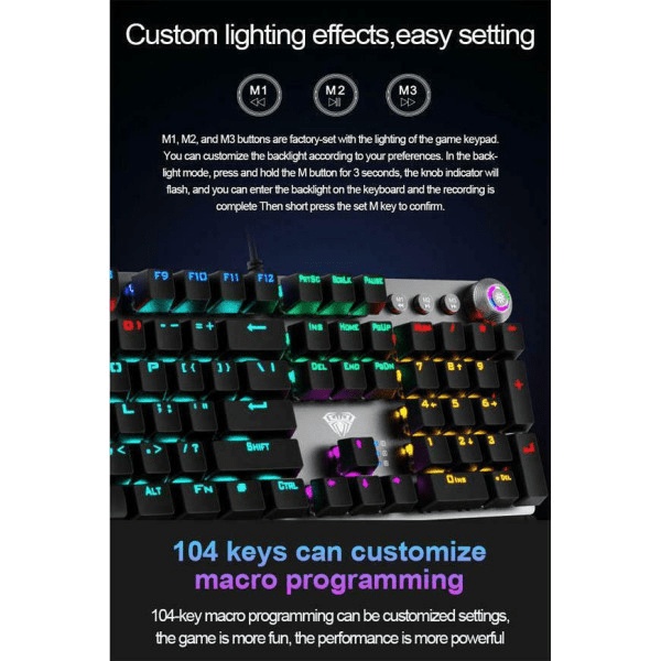 Aula F2058 Gaming Μηχανικό Πληκτρολόγιο με Custom Blue διακόπτες και RGB φωτισμό (Αγγλικό US)