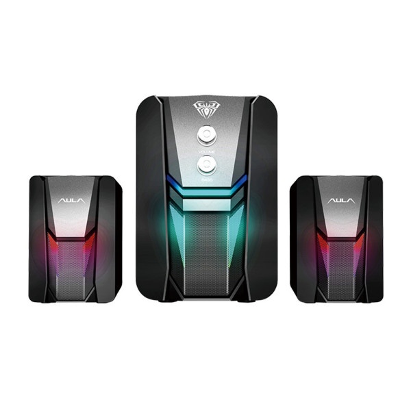 Aula N-189 Ηχεία Υπολογιστή 2.1 με RGB Φωτισμό και Ισχύ 5W σε Μαύρο Χρώμα
