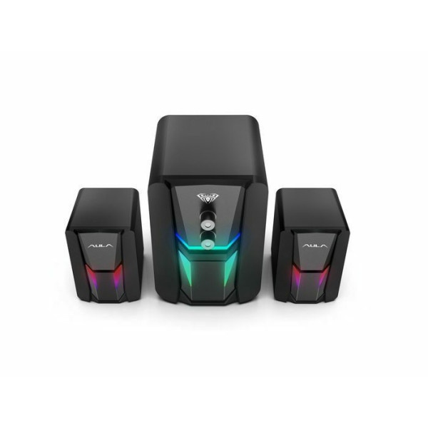 Aula N-189 Ηχεία Υπολογιστή 2.1 με RGB Φωτισμό και Ισχύ 5W σε Μαύρο Χρώμα
