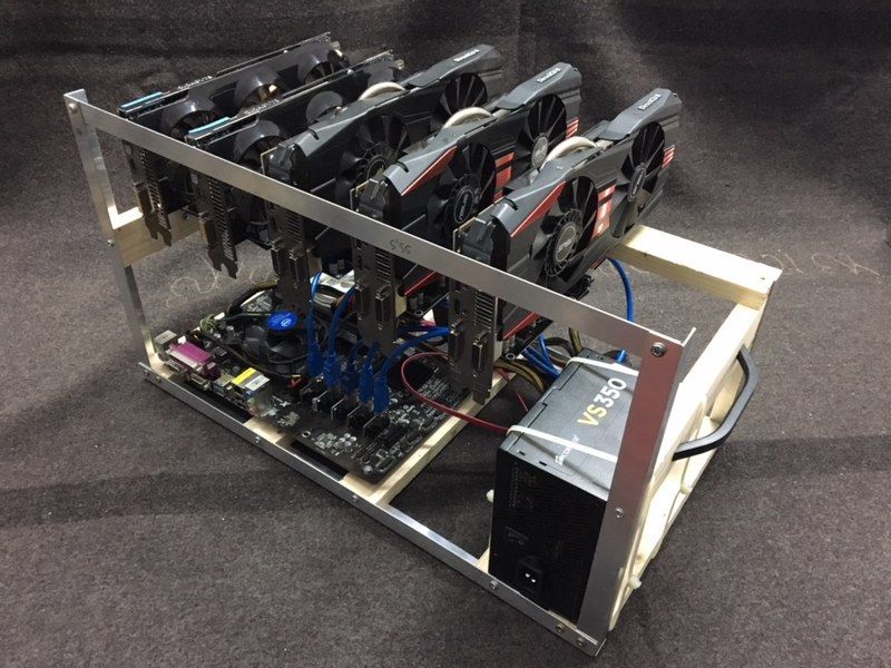 Κουτί ανοικτό για bitcoin ethereum mining για 6 κάρτες γραφικών
