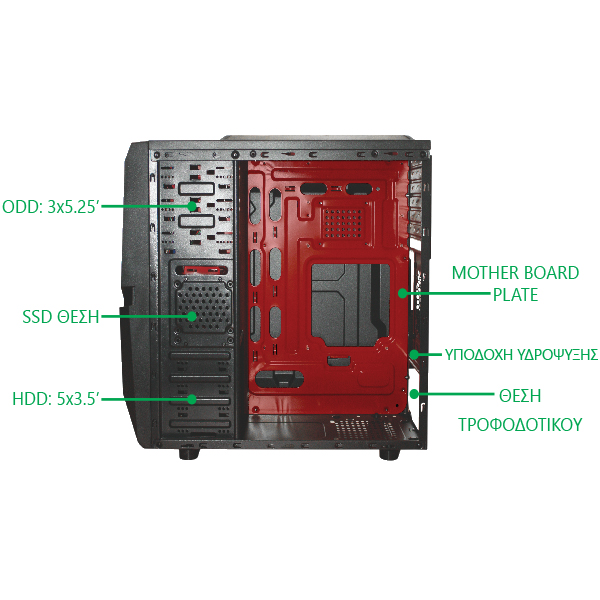 Green Midi ATX Gamer Case W1