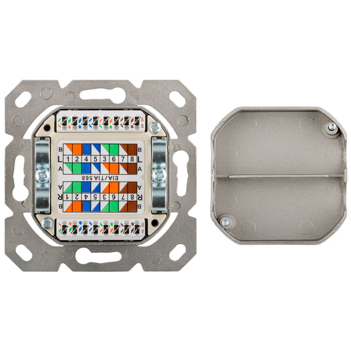 Πρίζα Τοίχου Χωνευτή CAT6a 2x RJ45 Λευκό Goobay 68721