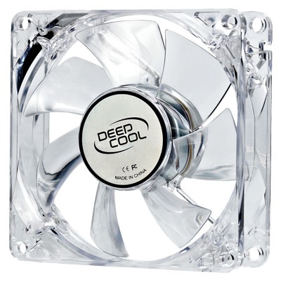 Semi-transparent Fan with Blue LED 80x80x25mm 3pin 12V DeepCool XFan 80LB DP FLED XF80LB