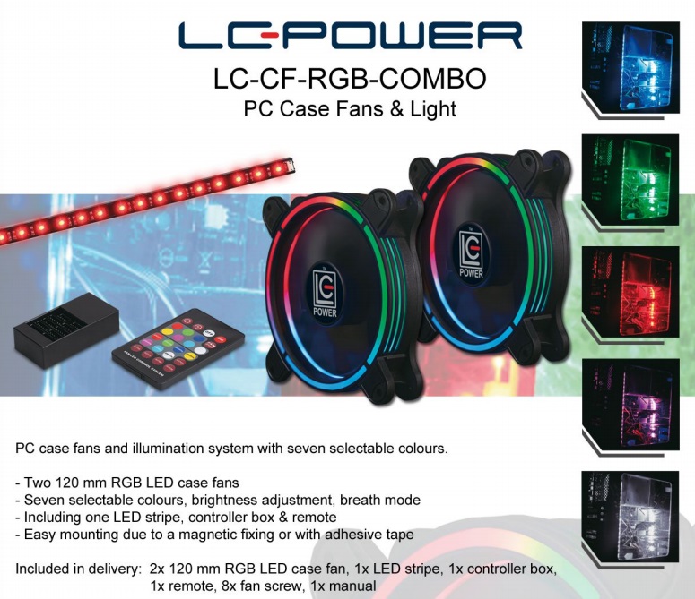 LC-POWER 12cm RGB LED Fan Combo Case