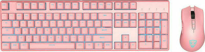 Motospeed CK700 Gaming Mechanical Keyboard with RGB Mouse (Pink, US Layout)