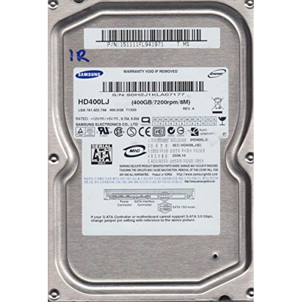 HD400LJ, HD400LJ, T MS, Samsung 400GB SATA 3.5 Hard Drive