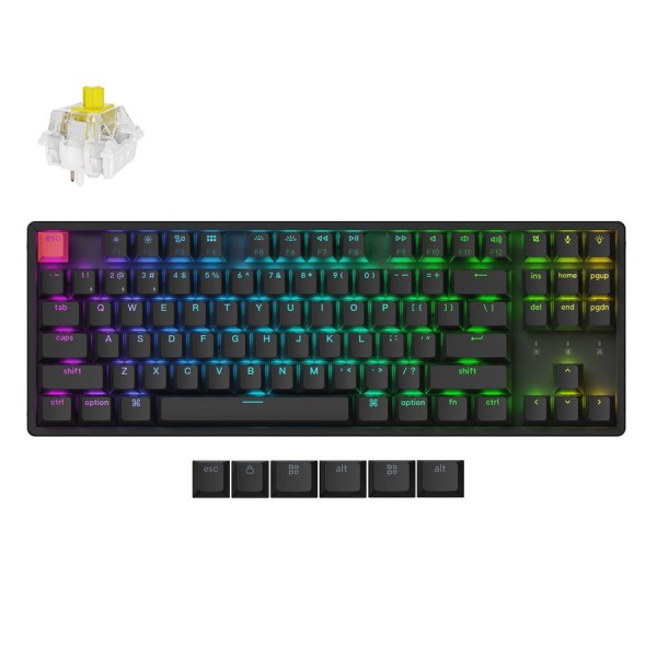 Keychron K8 V2 (K8X-J4) QMK Wireless Mechanical Keyboard with Banana Switches, Hot-Swap, RGB Backlight (80% Layout, US Layout)