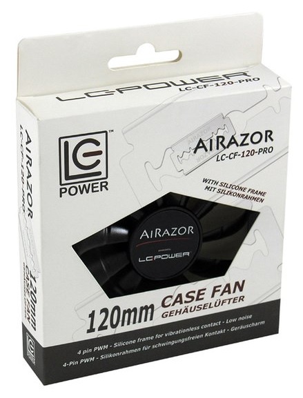 LC-POWER 120mm PWM Case Fan with 4-Pin Connector (AIRAZOR) (LC-CF-120-PRO) Black