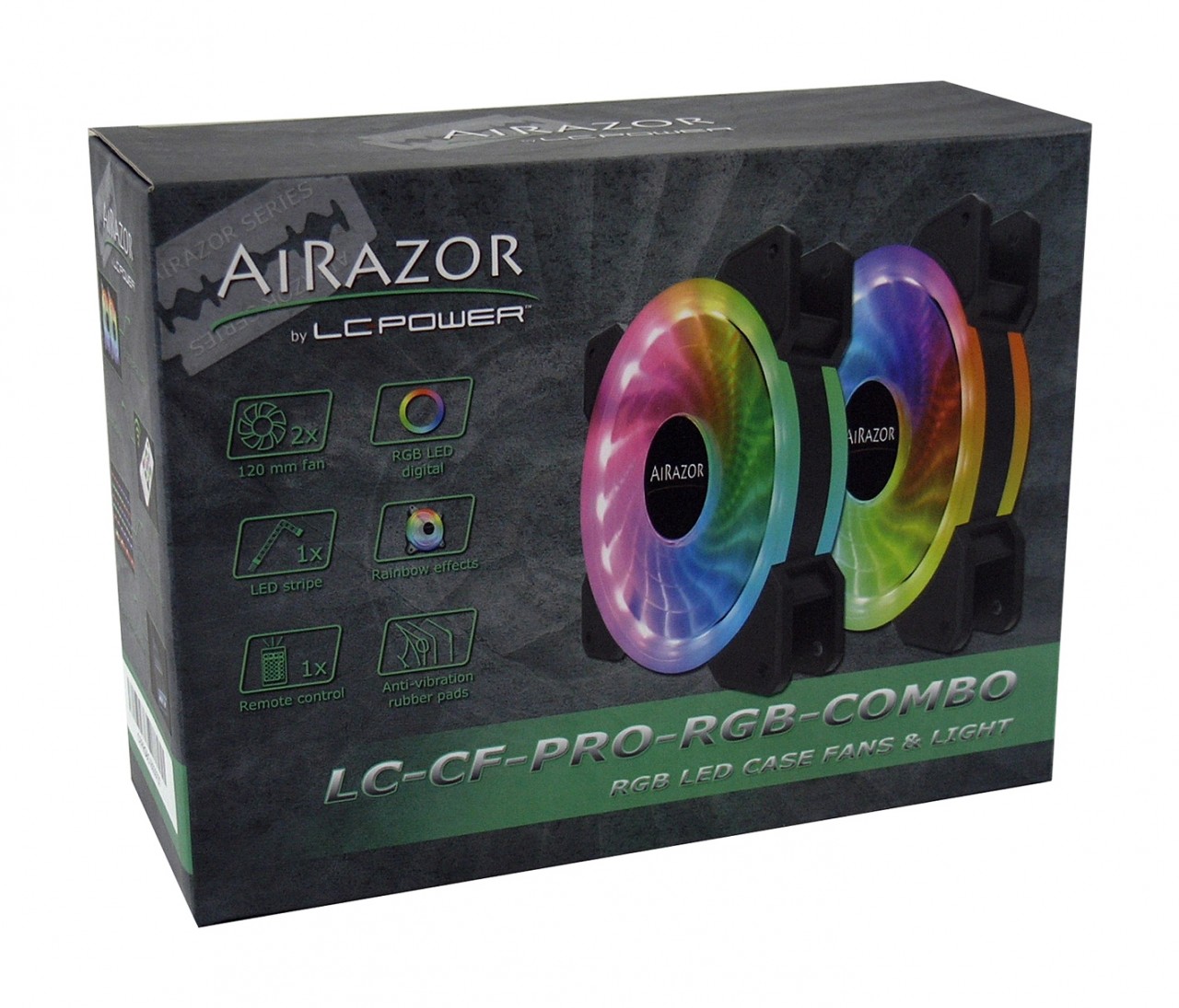 LC-POWER 80mm Black Case Fan 4-Pin PWM AIRAZOR (LC-CF-80-PRO)