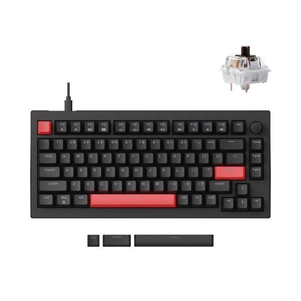 Lemokey X4 QMK (X4-A3) Wired Mechanical Keyboard (75% Layout, Brown Switches, US Layout)