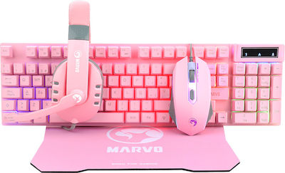 Marvo CM370 US Pink English Layout Keyboard Set
