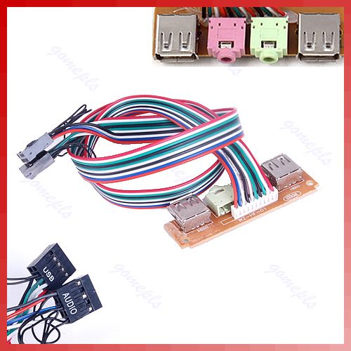 PC Computer Case Front Panel USB Audio Port Mic Earphone Cable