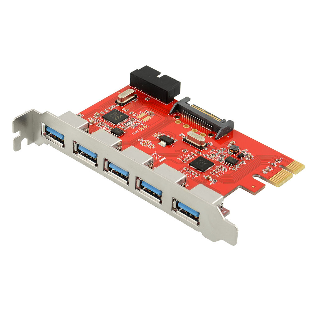 PCI Express Card to 5x Port USB 3 w/ 19 20 pin 5Gbps (OEM)