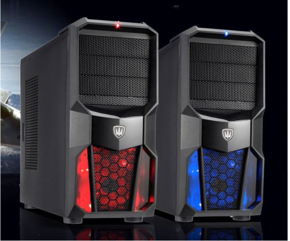 Power Tech Gaming PC Case with 120mm Red LED Fan (CP-626-RD) (No PSU)