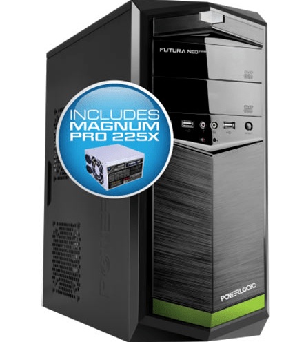Powerlogic Futura Neo 100XV PC Case with 450W PSU - Gunmetal Green