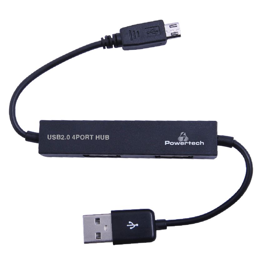 PowerTech USB 2 Hub 4 Θυρών με Καλώδιο OTG PT-113