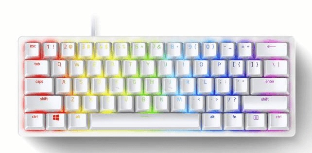 Razer Huntsman Mini Mercury Μηχανικό Gaming Πληκτρολόγιο 60% με Razer Linear Optical Διακόπτες RGB White