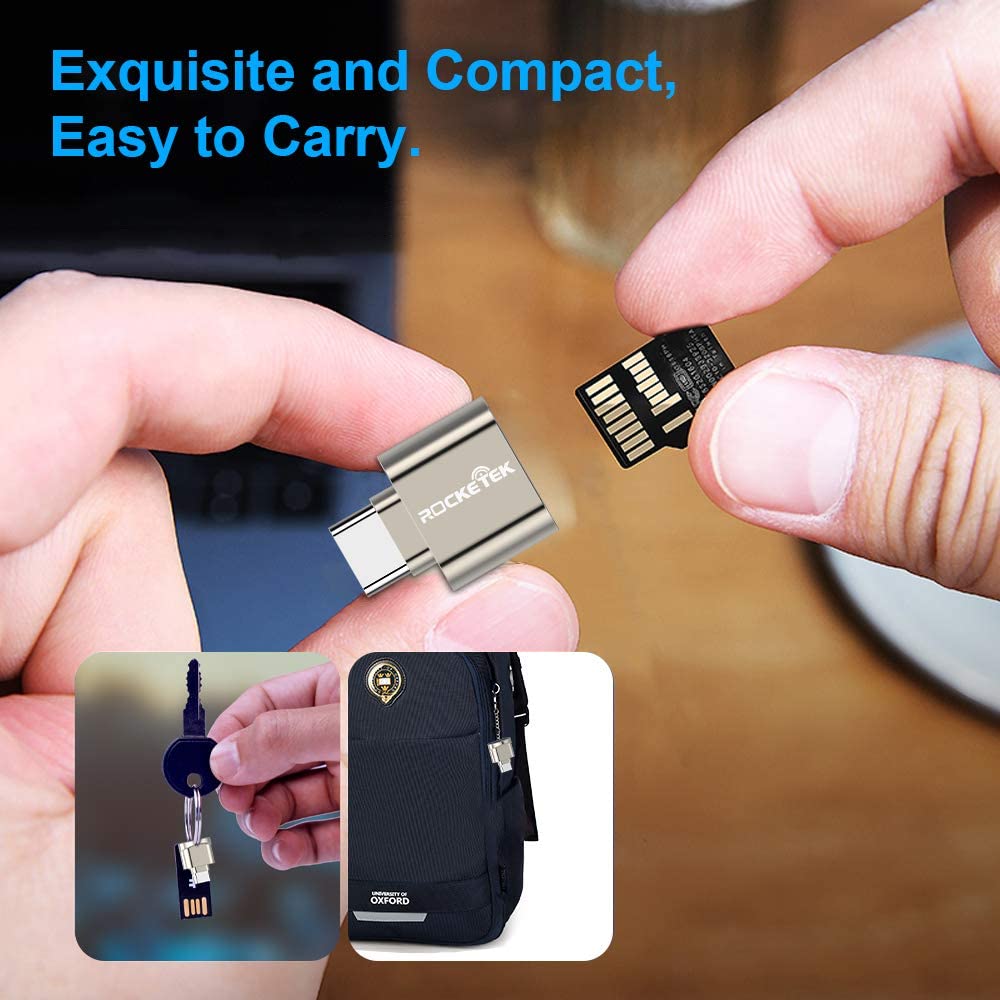 Rocketek Type C to TF Memory Card Reader Adapter for TF/Micro SD/Micro SDXC/Micro SDHC Card