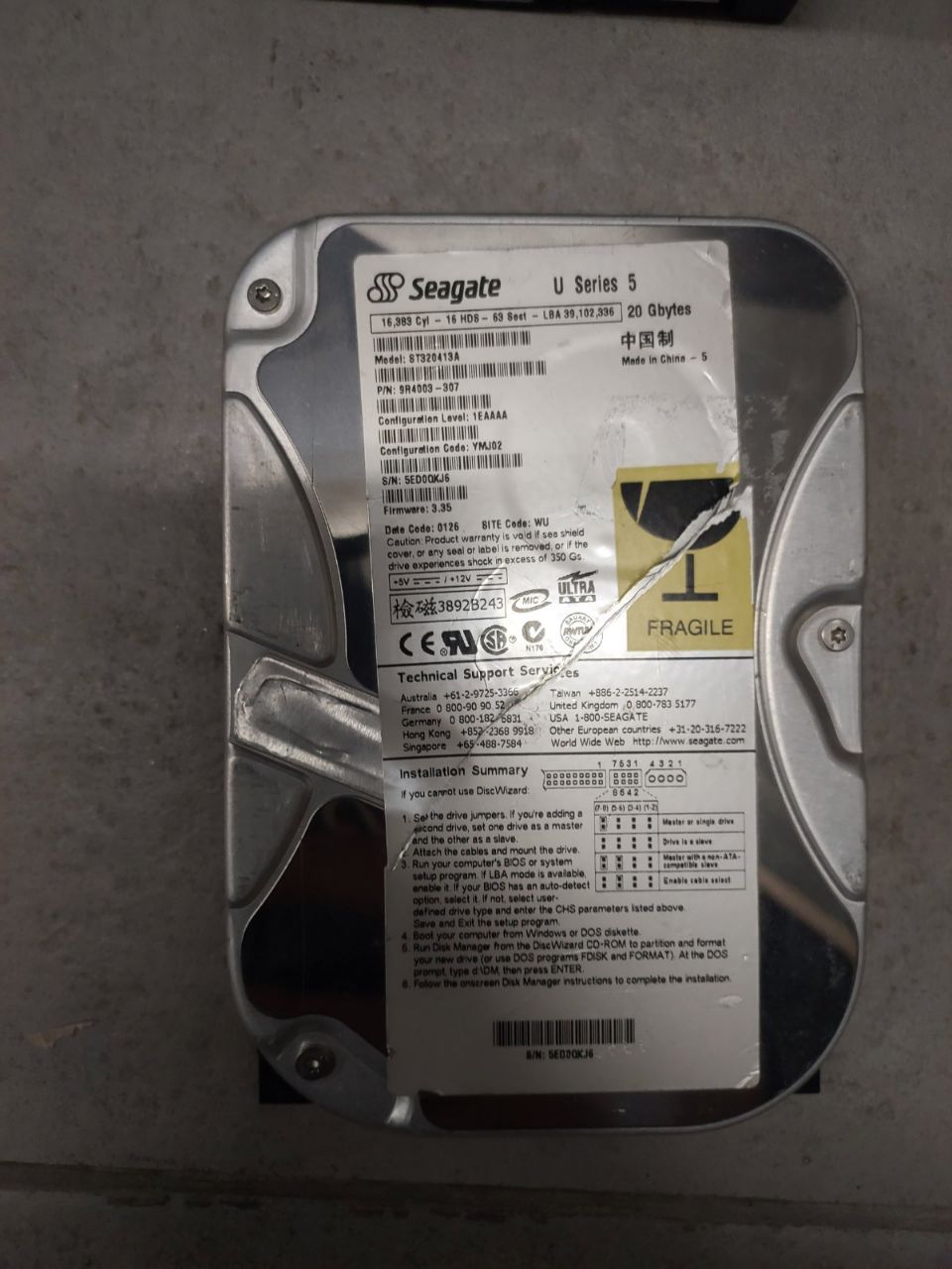 Hard disk ide SEAGATE ST320413A 20GB