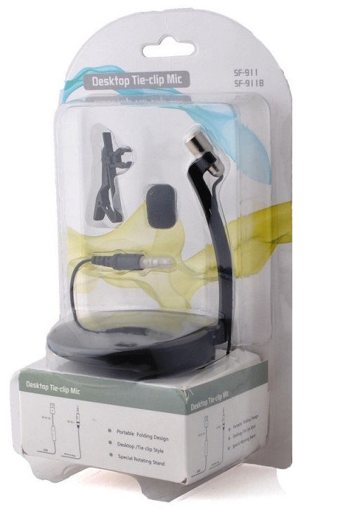 SF-911 Μικρόφωνο υπολογιστή / Condenser computer microphone with tie clip and desktop base