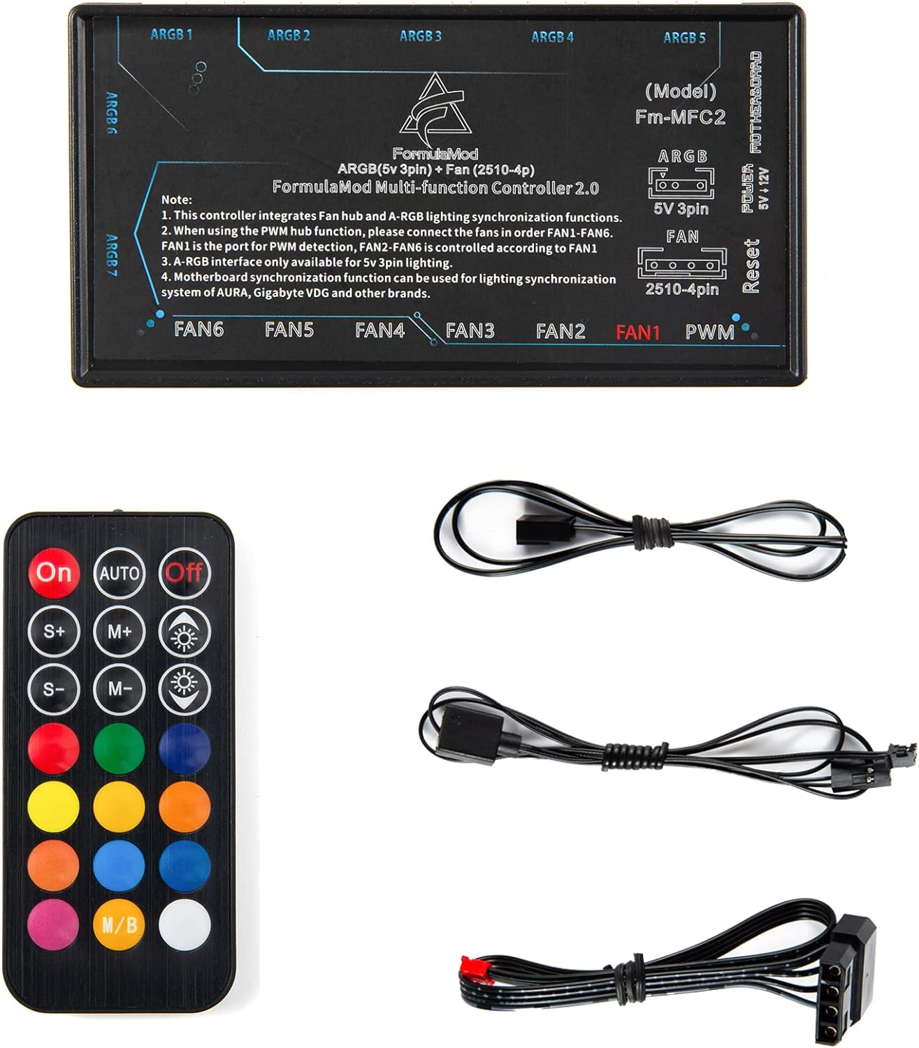 ARGB Sync Controller & Multifunctional Hub (5V 3-Pin ARGB, Fan PWM) for Motherboard Connection (2510-4-Pin) (5v 3-Pin)