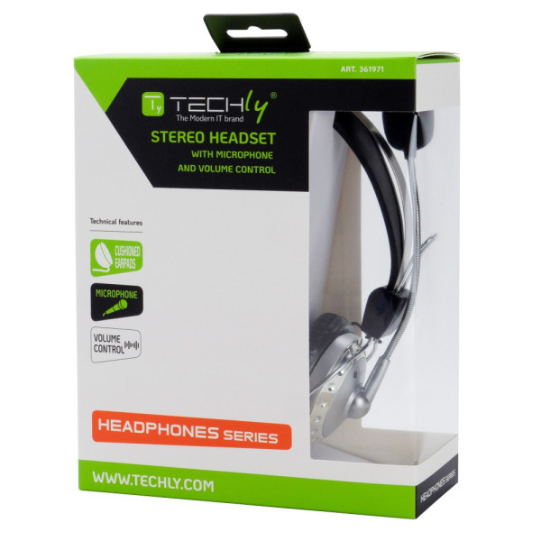 Techly ICC-SH-517TY Στερεοφωνικά ακουστικά με μικρόφωνο και έλεγχο έντασης