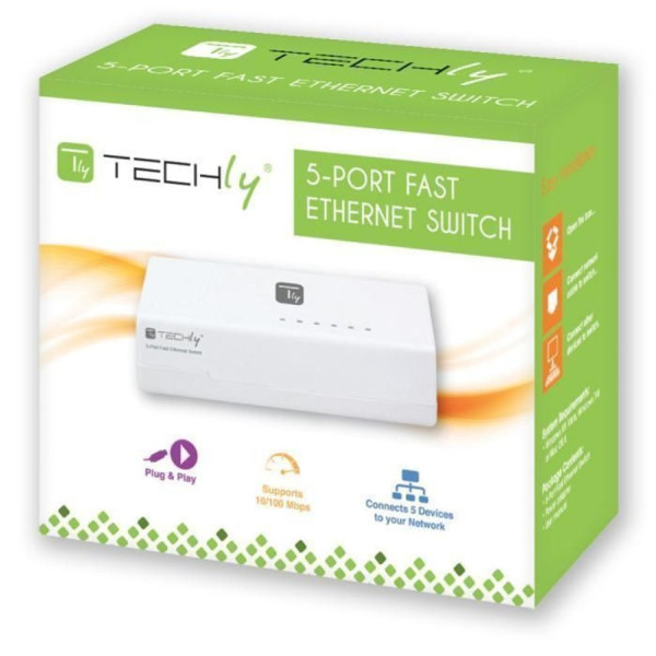 Techly Switch Hub 5 Ports 10/100 Mbps Fast Ethernet I-SWHUB-050TY