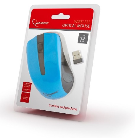 Ποντίκι Ασύρματο GEMBIRD 2.4GHz OPTICAL USB nano receiver Μπλε