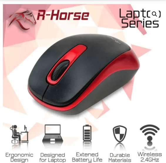 Ποντίκι Οπτικό ασύρματο R-Horse  Μαύρο - Κοκκινο RF-6385