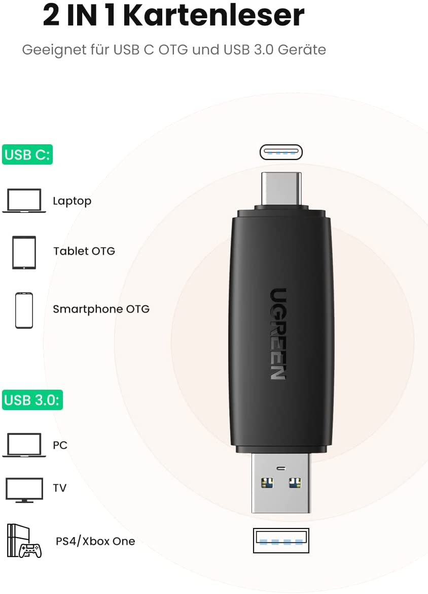 UGREEN USB-C Card Reader (SD & MicroSD) (USB 3.0)