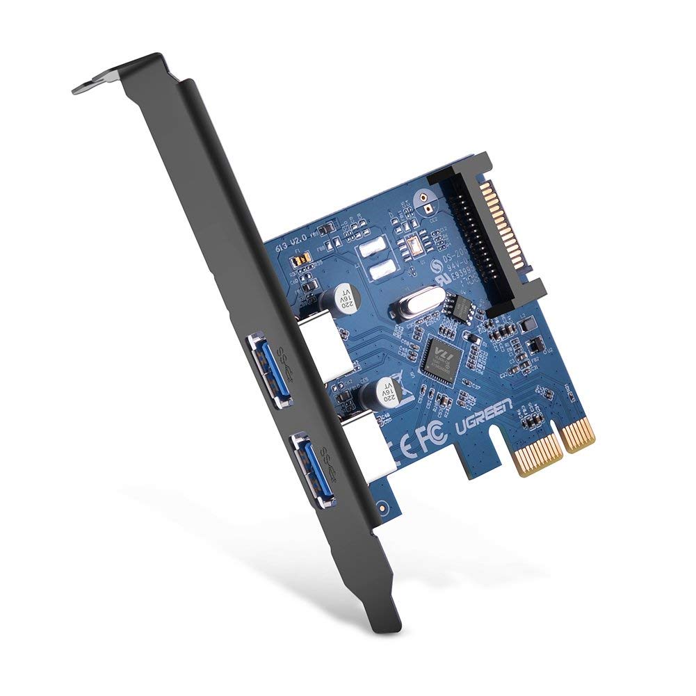 UGREEN USB PCIe Interface Card, PCI Express to 2 Port USB 3 Expansion Card with 8cm Low-profile