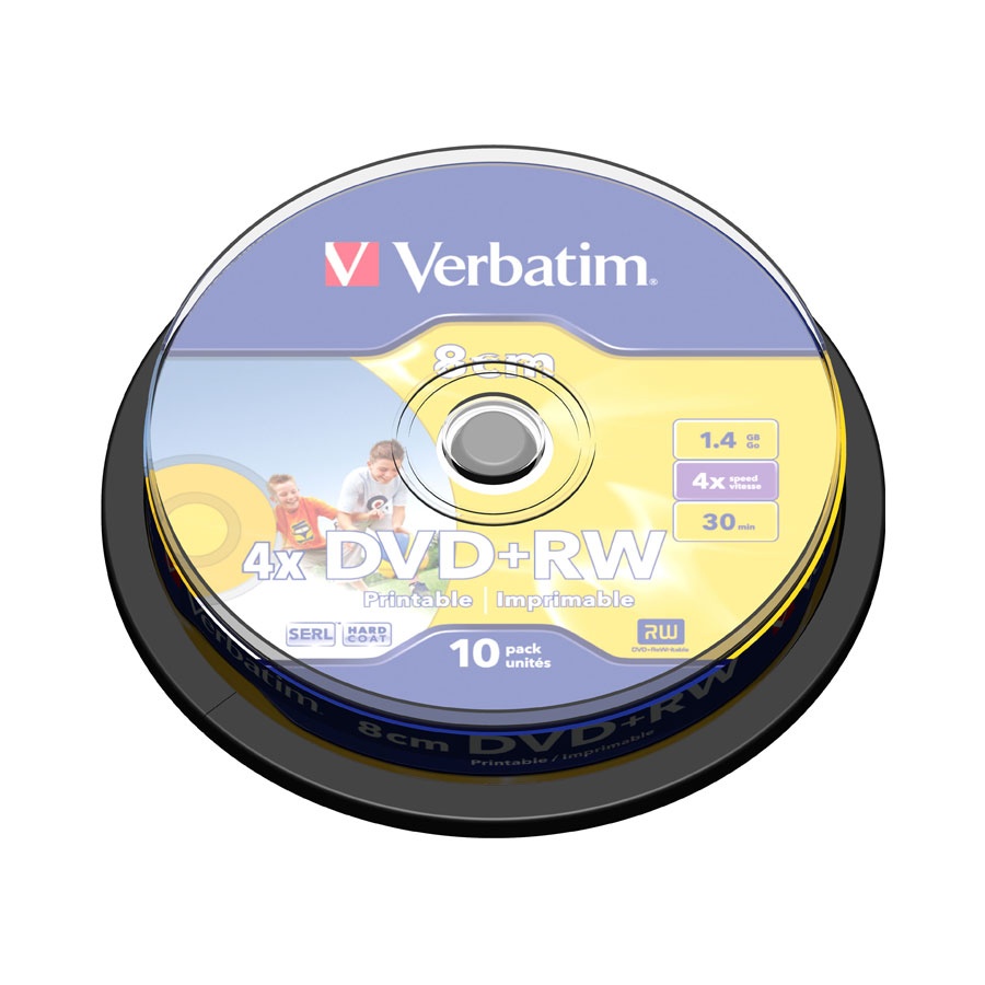 Verbatim MiniDVD+RW 4x 1.4GB 30Min 8cm Printable 10Pack