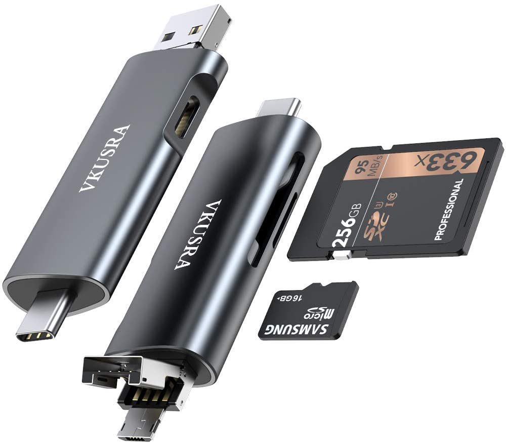 VKUSRA SD/MicroSD Card Reader (Type C, microUSB, USB)