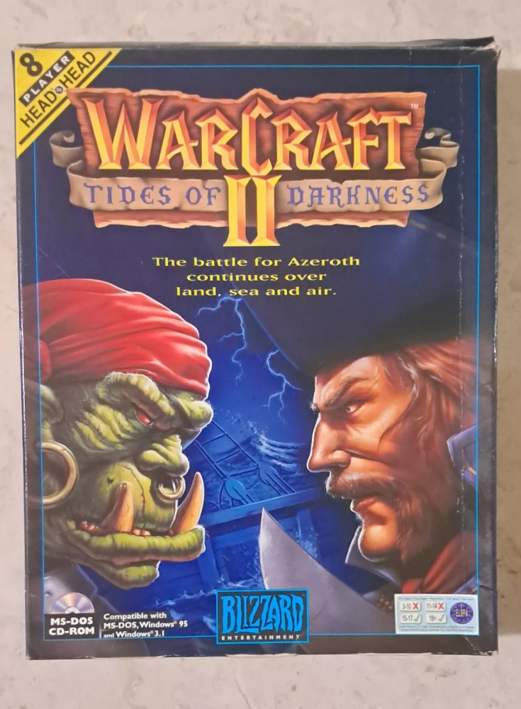 Warcraft 2 II: Tides of Darkness (PC, 1995) BIG BOX + W!ZONE FOR WARCRAFT II: TIDES OF DARKNESS CD (USED)