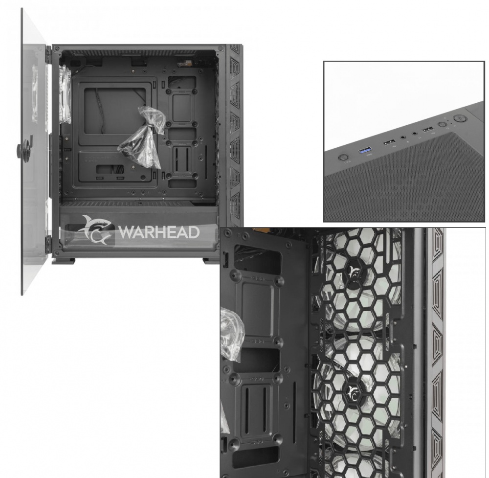 WHITE SHARK PC CASE WARHEAD / 4 FANS 14CM RGB